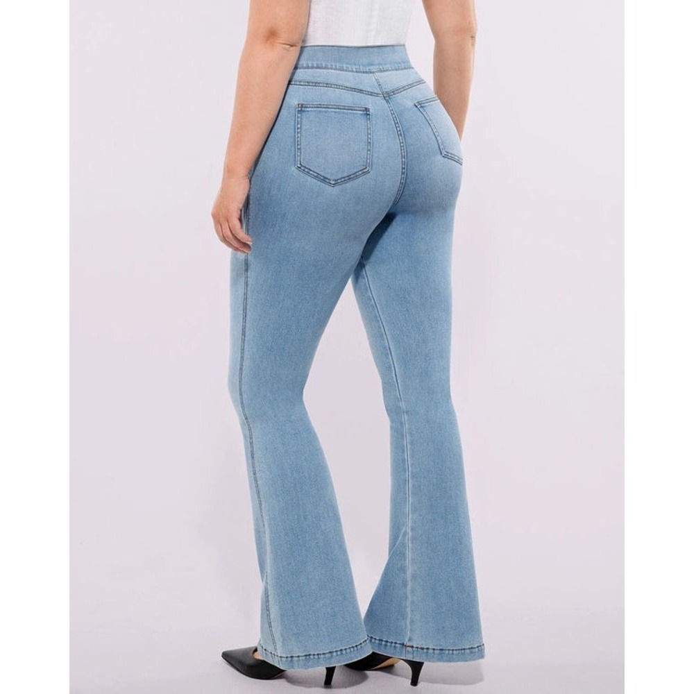 Shapellx AirSlim High-Waisted Padded Hip Flare Jeans Womens L Stretch Y2K Denim